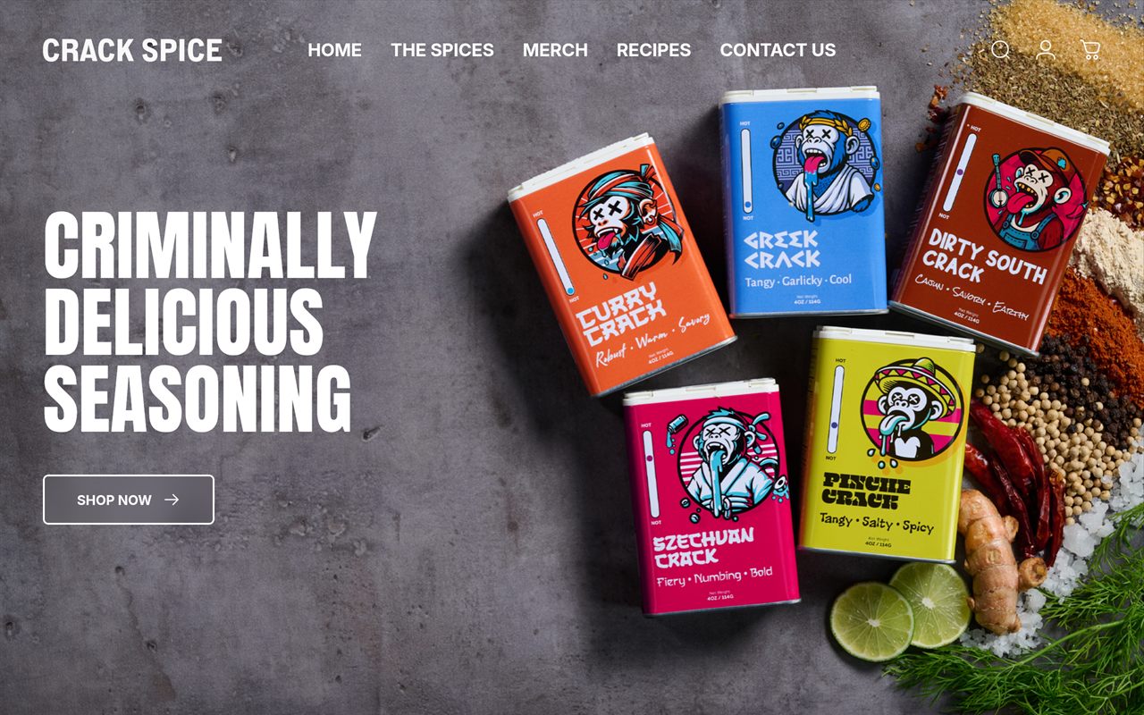 Crack Spice website — Criminally Delicious Seasoning